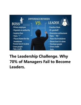 The Leadership Challenge. Why
70% of Managers Fail to Become
Leaders.
 