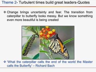  Change brings uncertainty and fear. The transition from
caterpillar to butterfly looks messy. But we know something
even...
