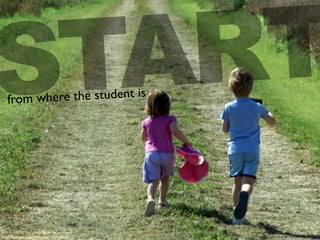 STARTfrom where the student is
cc licensed ( BY SA ) ﬂickr photo by pawpaw67:
http://ﬂickr.com/photos/luschei/1303754014/
 