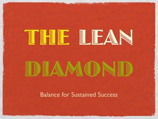 THE LEAN
DIAMOND
 Balance for Sustained Success
 