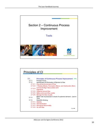 Lean Handbook The Lean Handbook Journey - ASQ LSS Conference - Feb 27 2012 | PDF