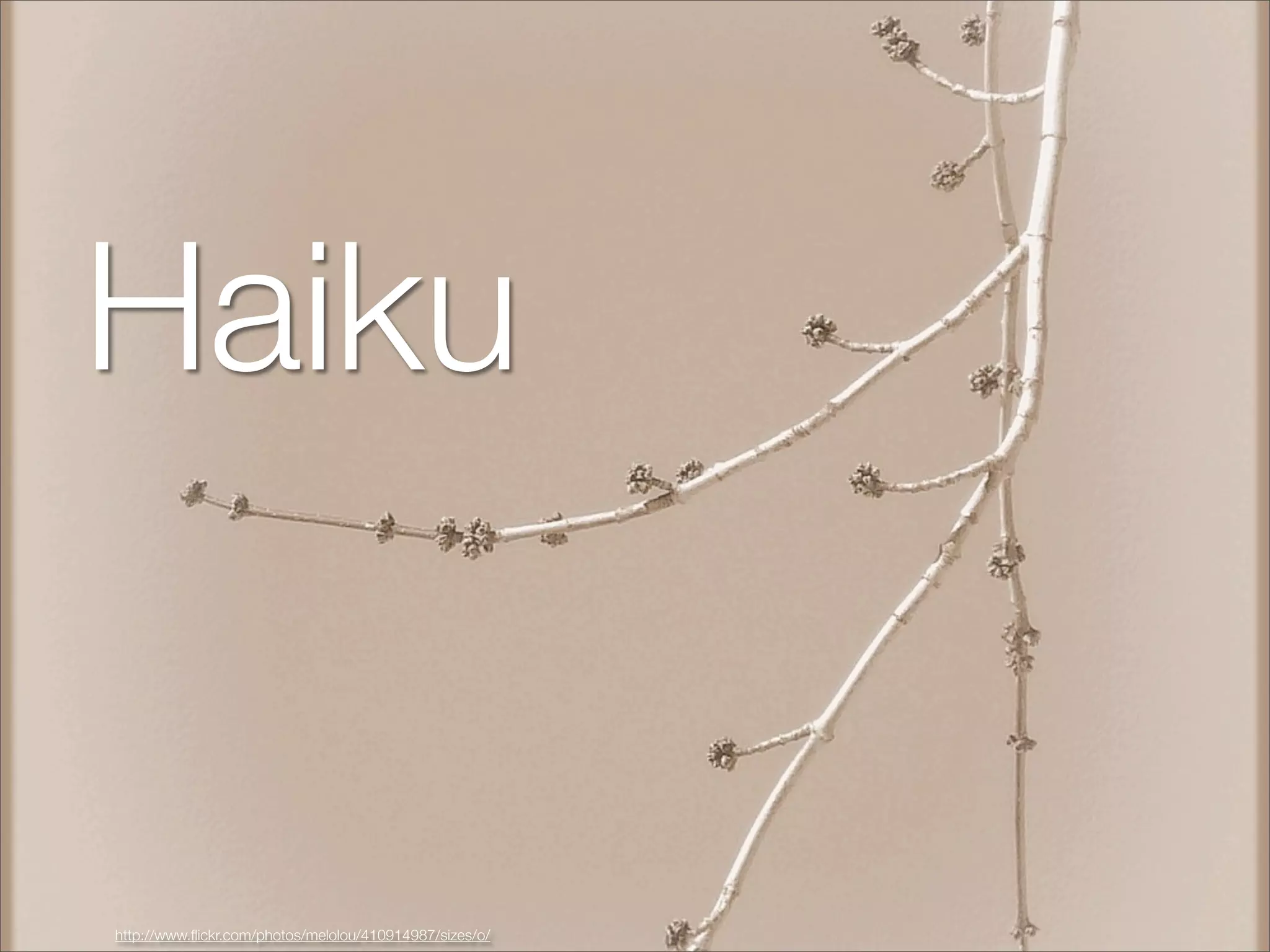 Haiku


http://www.ﬂickr.com/photos/melolou/410914987/sizes/o/
 