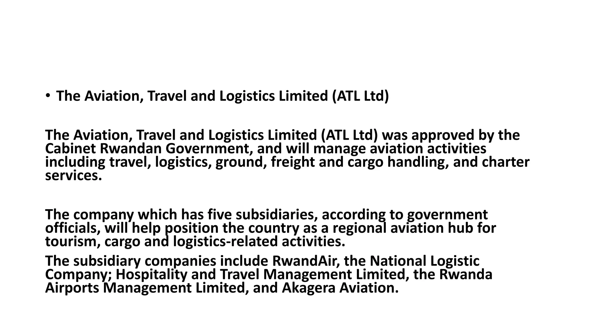 The legal framework of the aviation sector in | PPTX