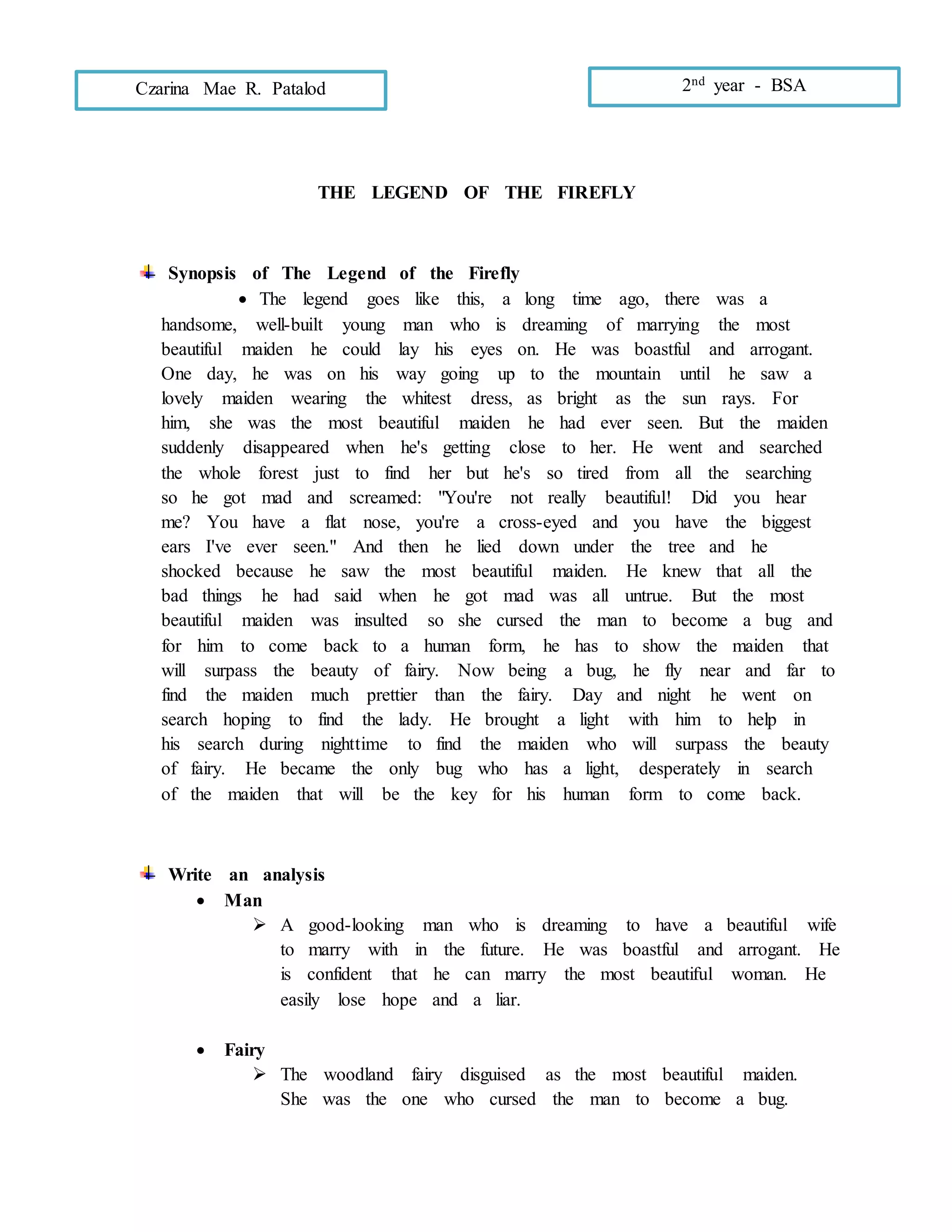 The legend of the firefly | DOCX