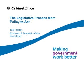 The Legislative Process from Policy to Act Tom Healey Economic & Domestic Affairs Secretariat 
