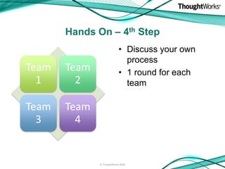 Hands On – 4th Step
                            • Discuss your own
                              process
Team   Team      ...