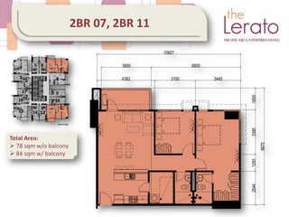 2BR 07, 2BR 11
Total Area:
 78 sqm w/o balcony
 84 sqm w/ balcony
 