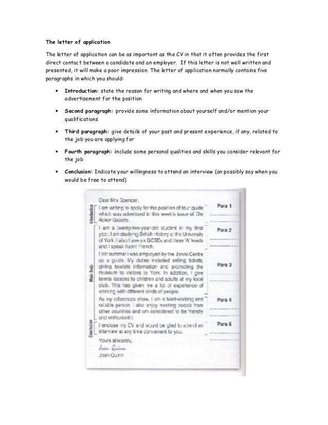 The letter of application