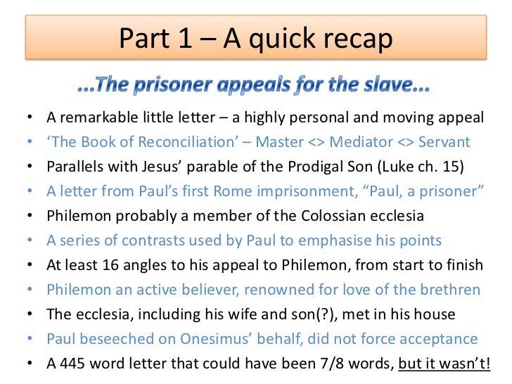 The letter to Philemon Part 2