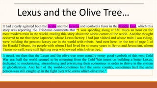 The lexus and 2024 the olive tree