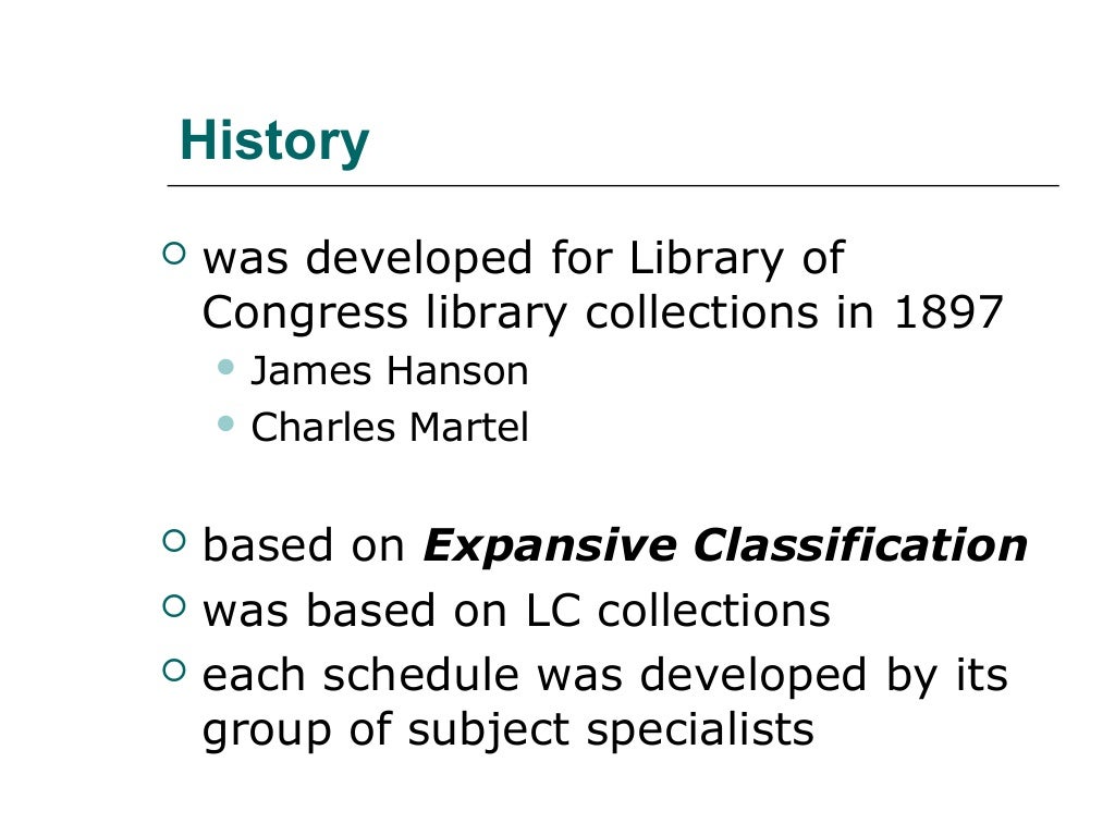 The Library of Congress Classification