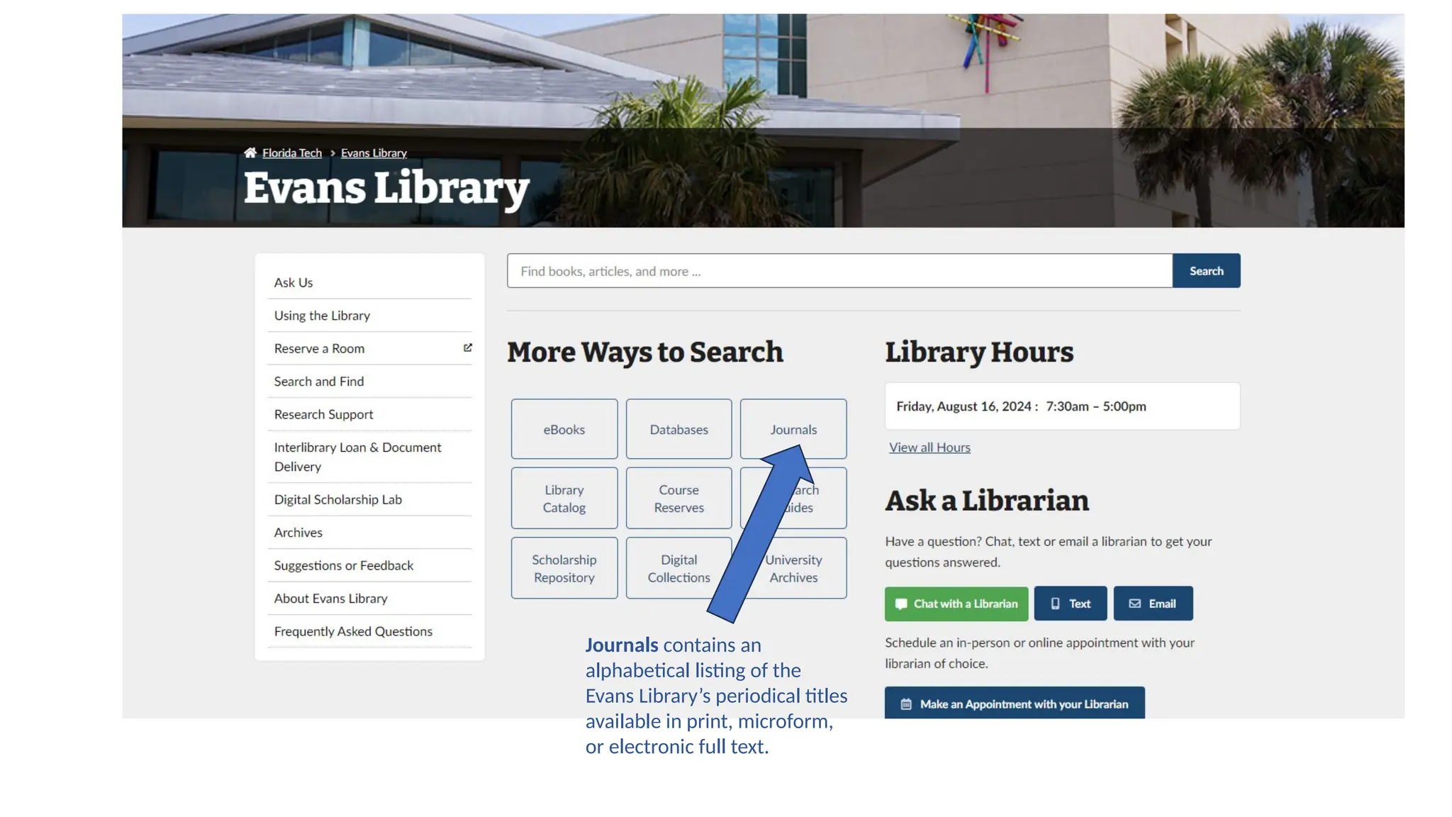 ELEARN The Evans Library Website revision 2024 PPTX