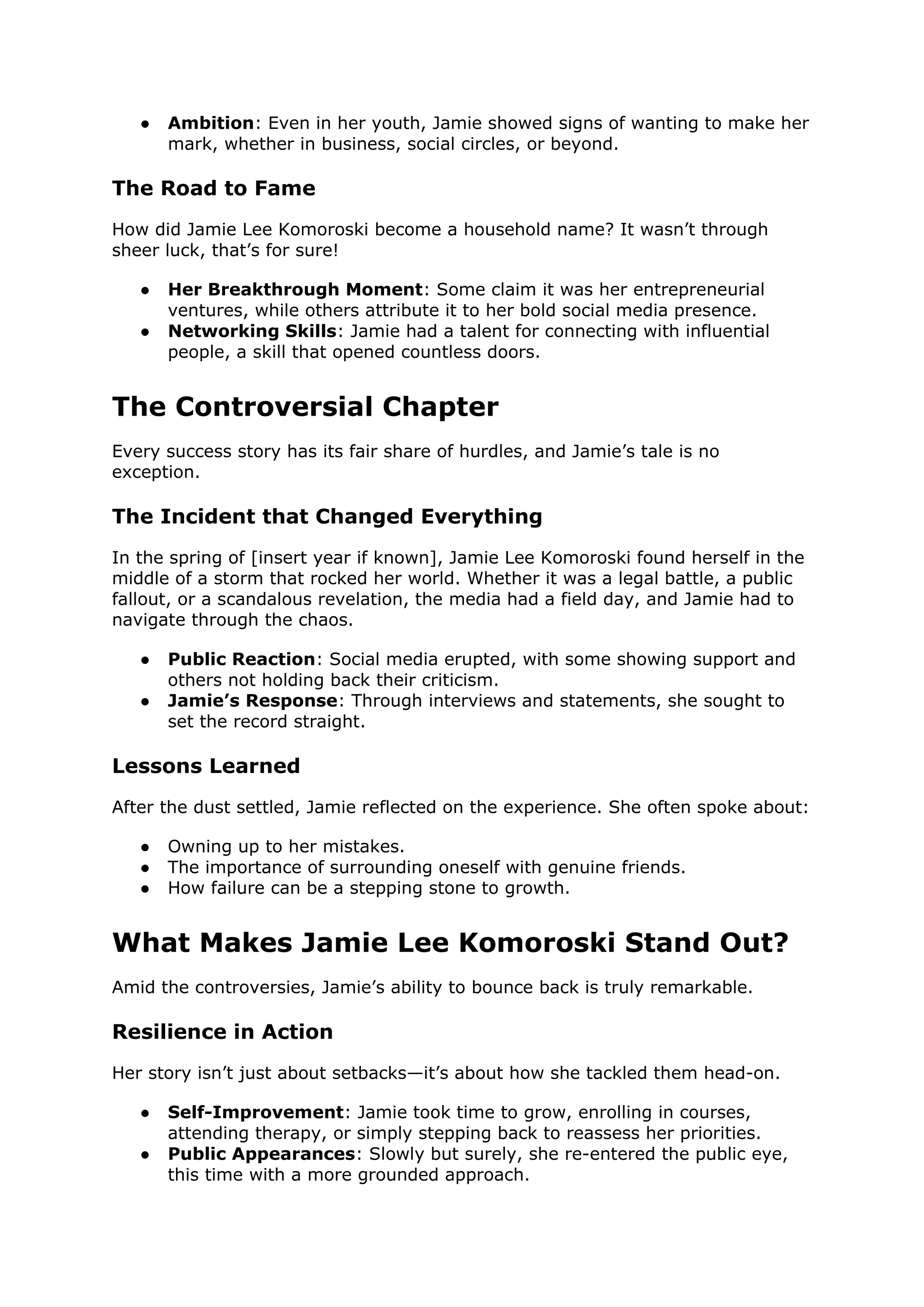 The Life and Controversy of Jamie Lee Komoroski.docx