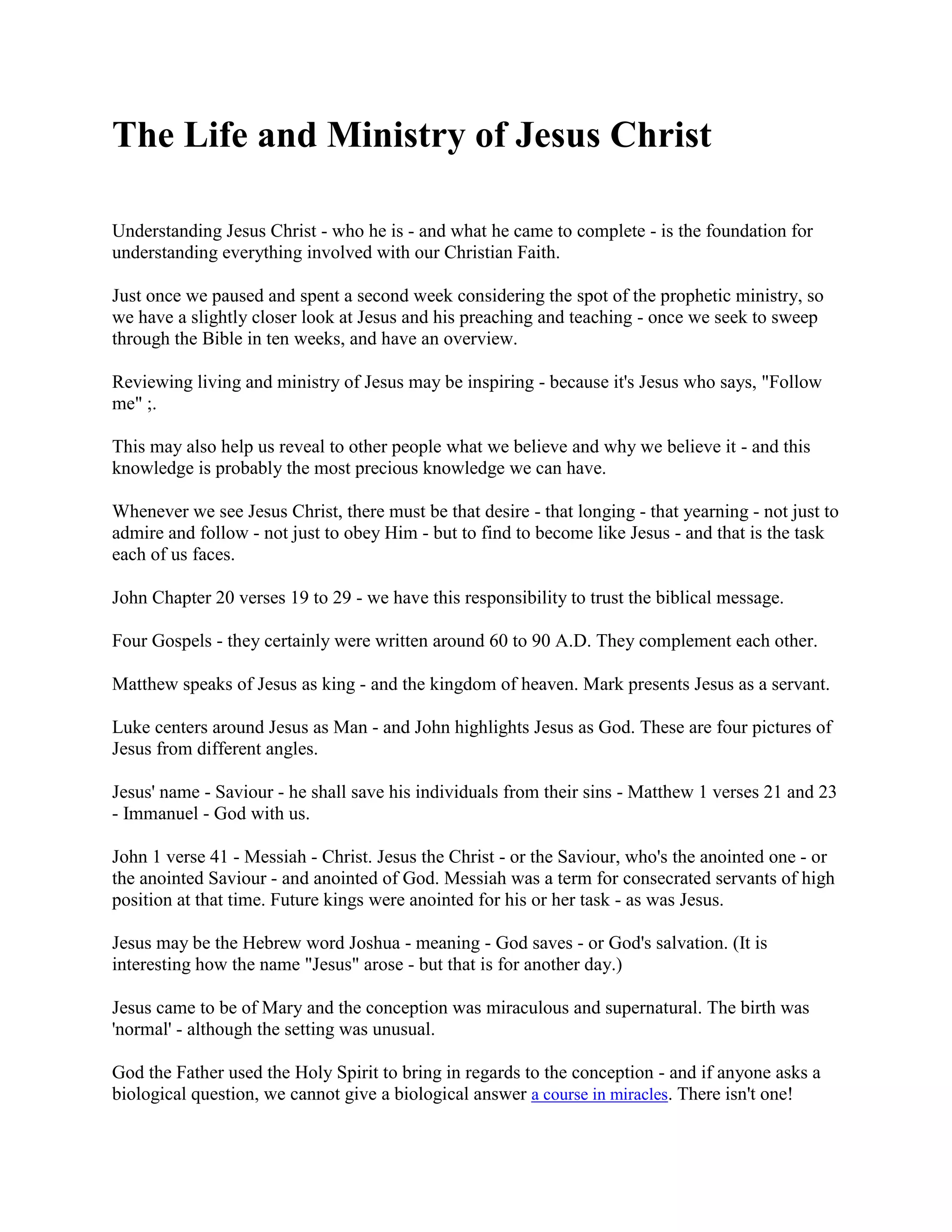 The Life and Ministry of Jesus Christ.docx