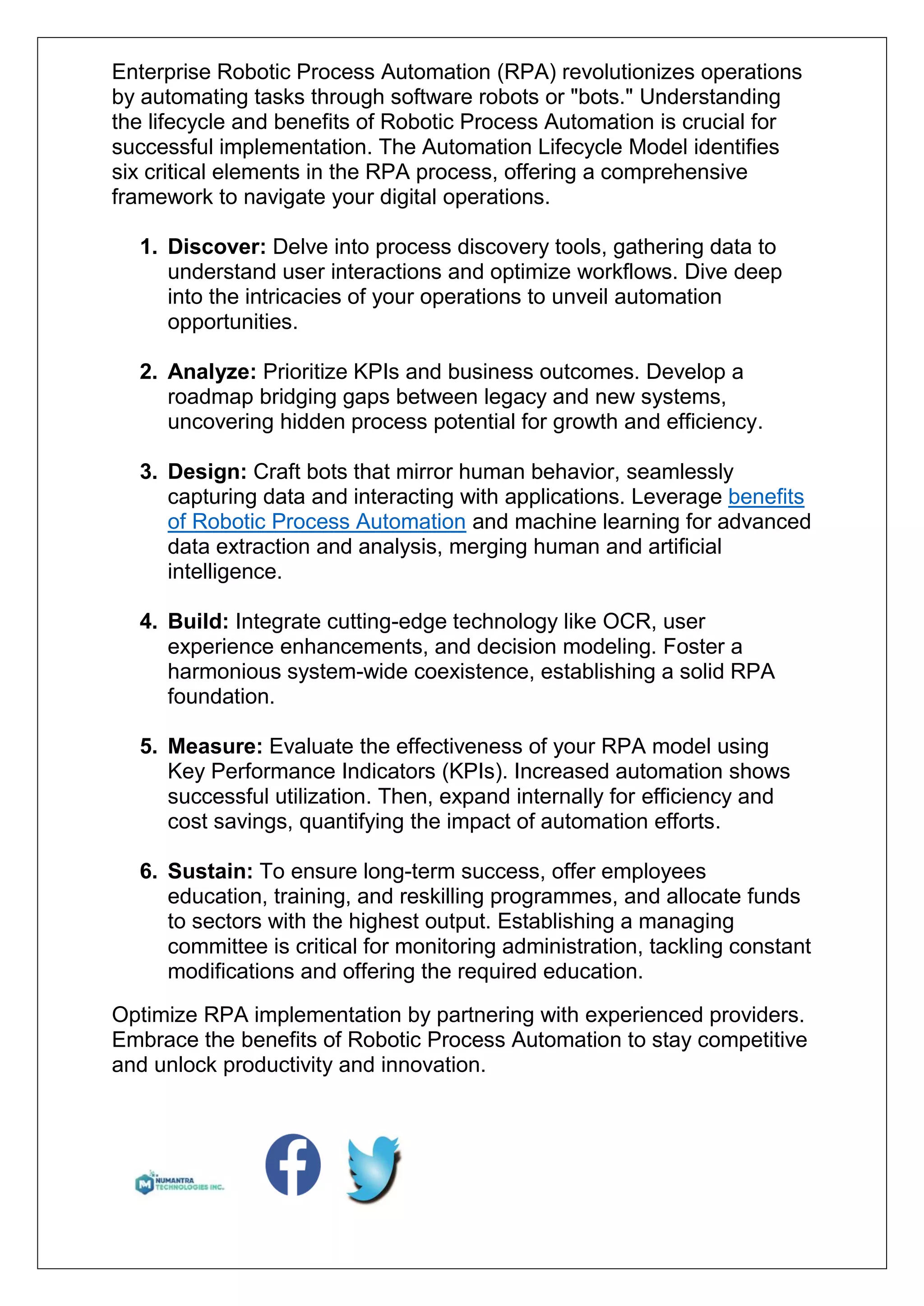 The Lifecycle of Enterprise Robotic Process Automation | PDF
