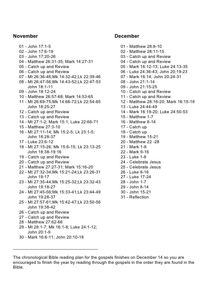 The Life Of Jesus Chronological Reading Plan Part 3 Of 3 A4 Word The Life Of Jesus Chronological Reading Plan Part 3 Of 3 A4 Word