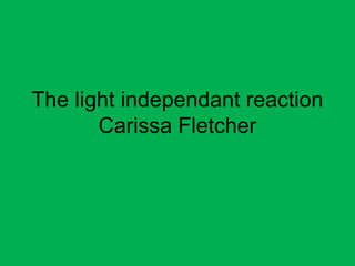 The light independant reaction
Carissa Fletcher
 