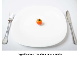 hypothalamus contains a satiety center
 