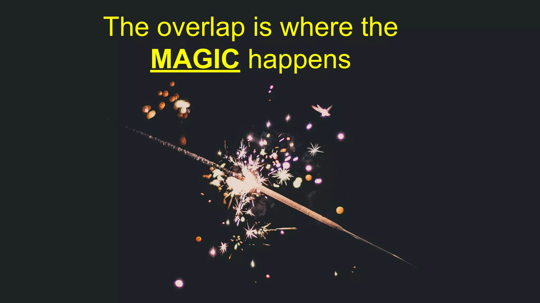 The overlap is where the
MAGIC happens
 