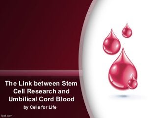 The Link between Stem
Cell Research and
Umbilical Cord Blood
by Cells for Life
 