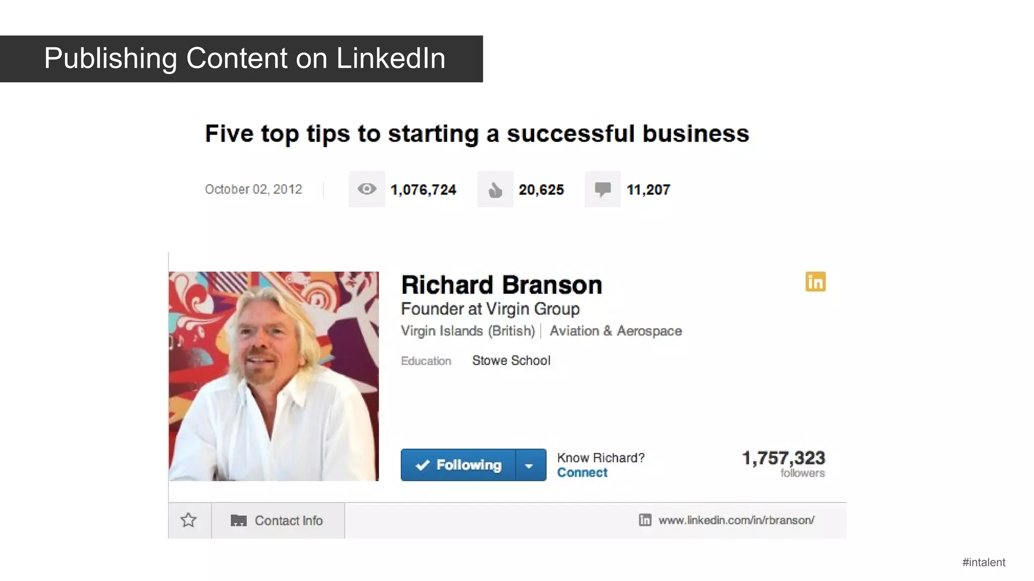 Publishing Content on LinkedIn

#intalent

 