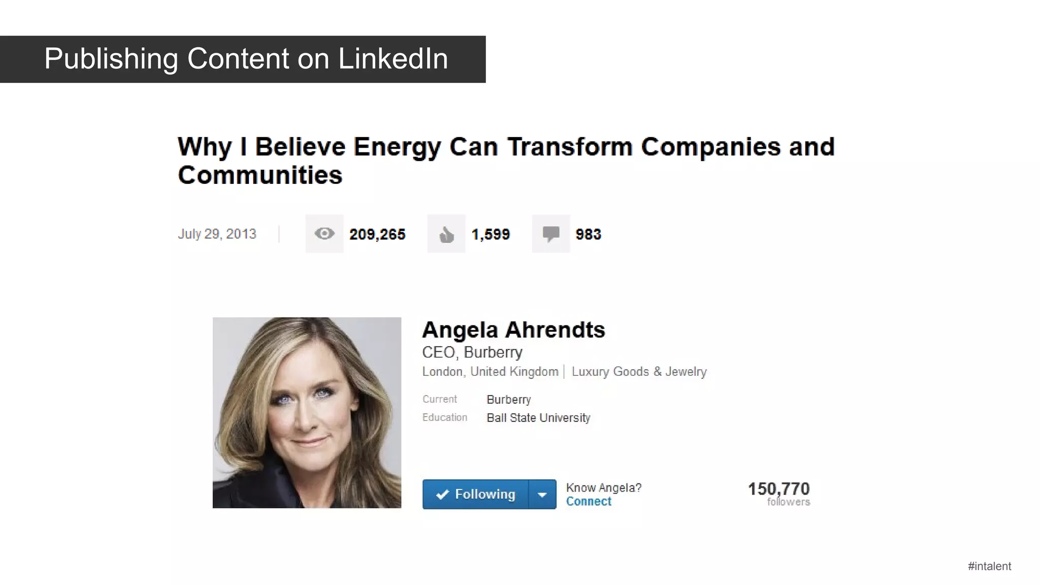 Publishing Content on LinkedIn

#intalent

 