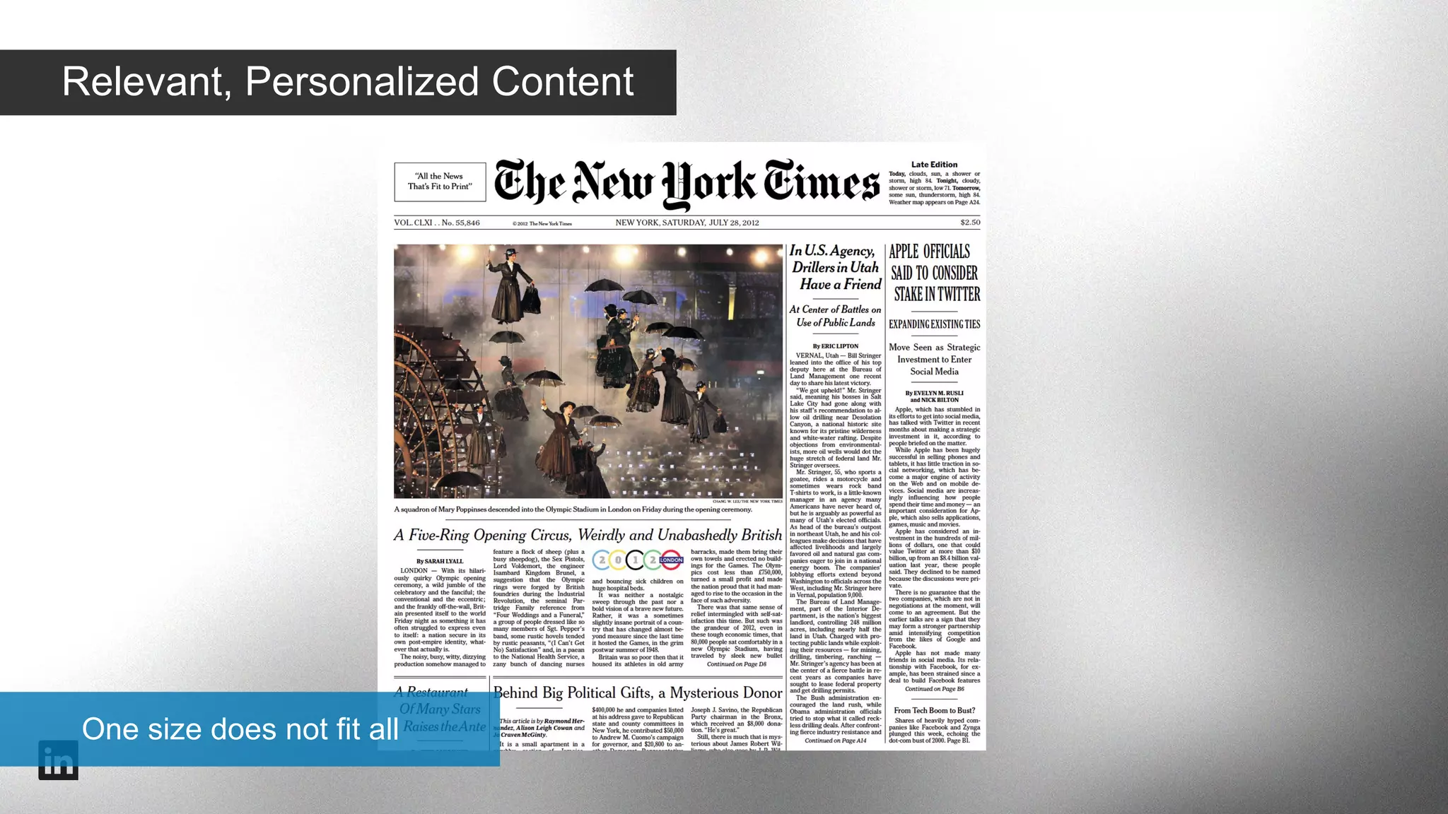 Relevant, Personalized Content
Early start-up exec

VS.
Finance exec

Who you are drives the content you receive
#intalent

 