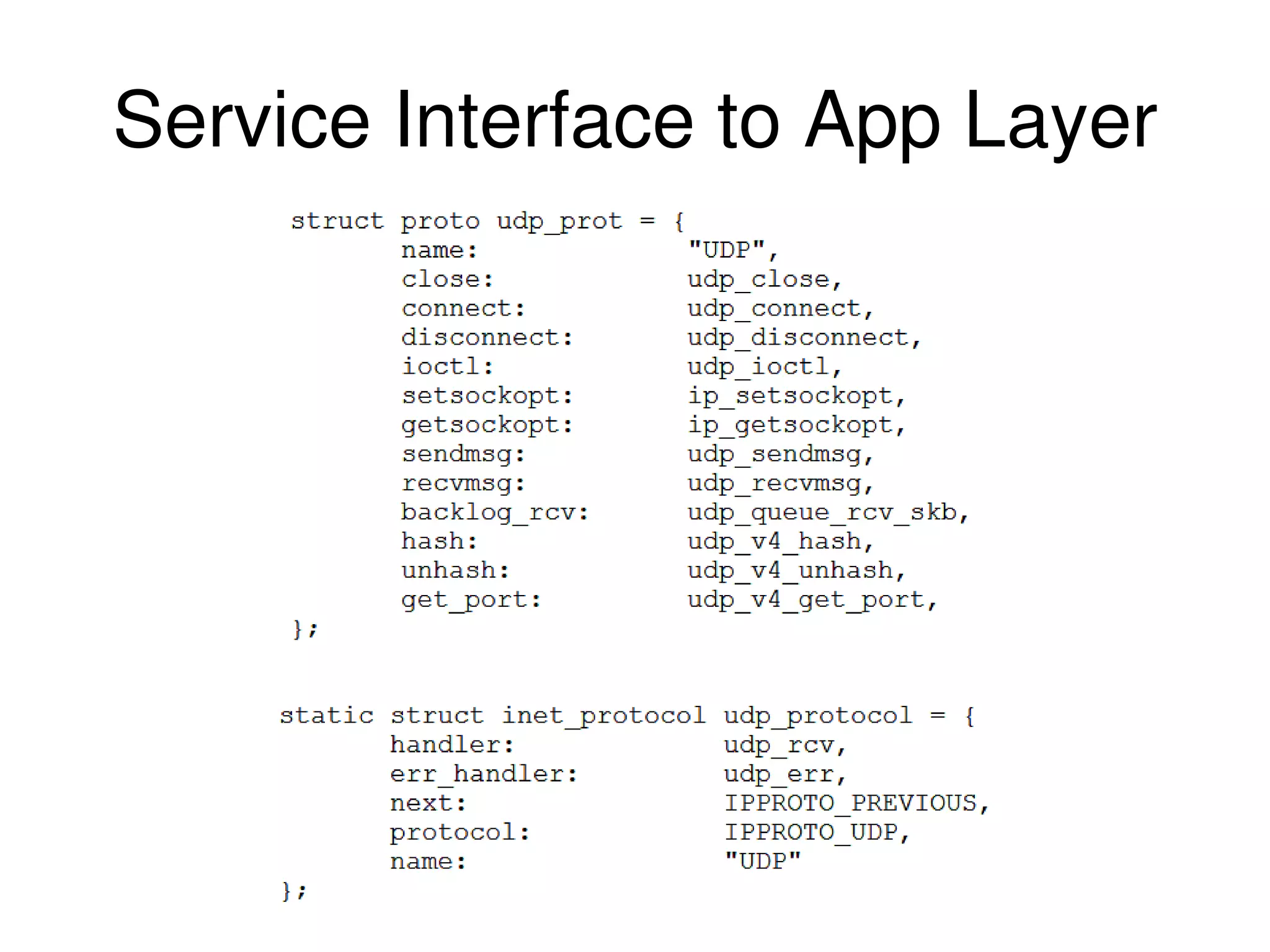 Service Interface to App Layer 