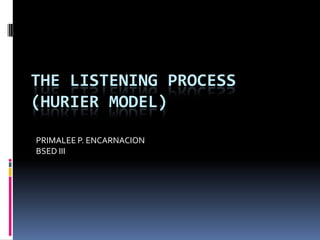 THE LISTENING PROCESS
(HURIER MODEL)

PRIMALEE P. ENCARNACION
BSED III
 