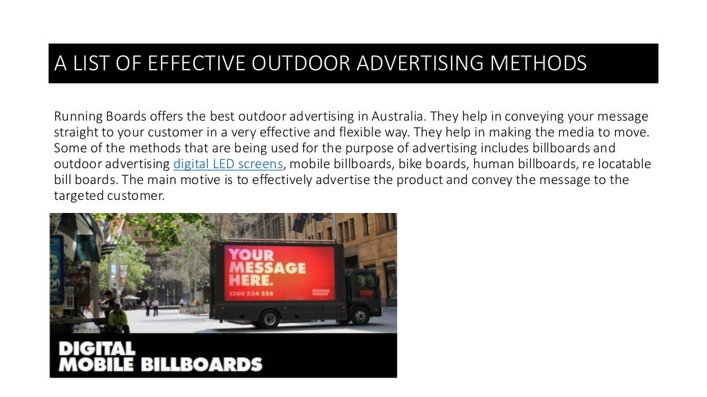 The list of effective outdoor advertising methods