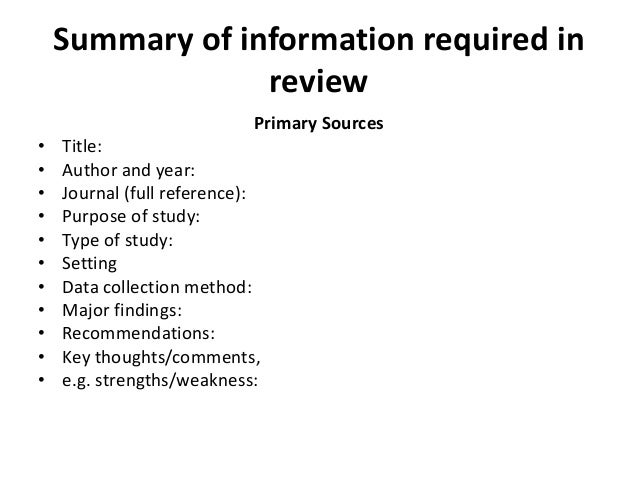 Comments on literature review