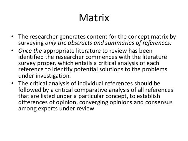 Integrative literature review matrix