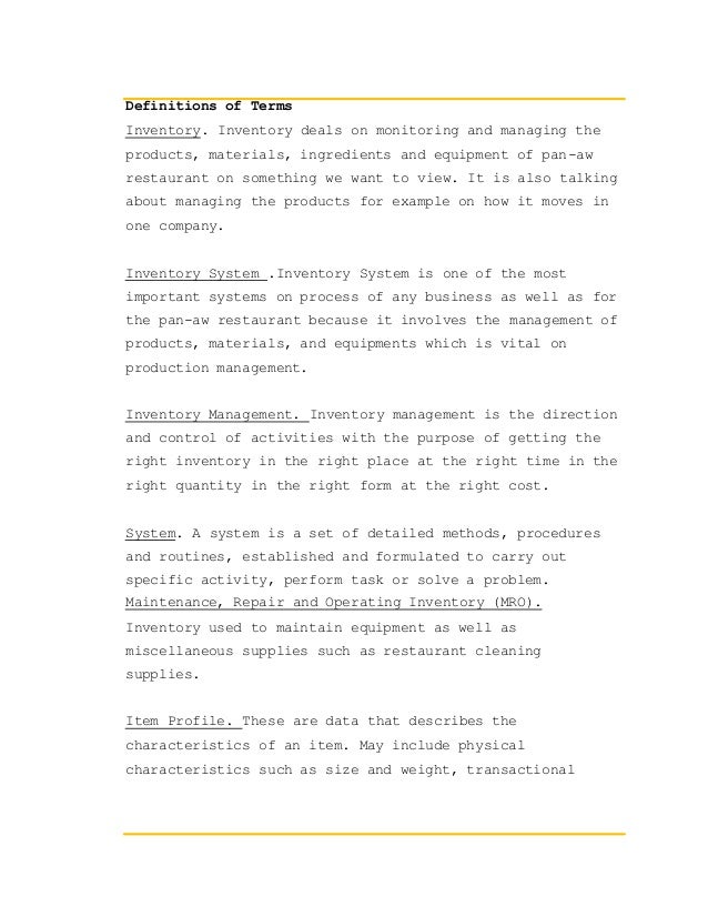 is inventorying a word