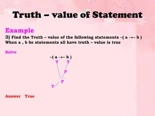 Truth Value Examples Using Or The logic | PPTX