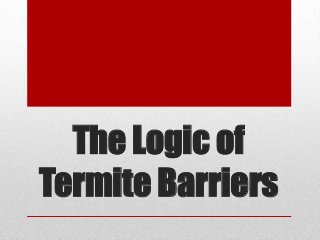 The Logic of
Termite Barriers

 