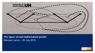 The rigour of real mathematical proofs
Brendan Larvor – 30 July 2019
 