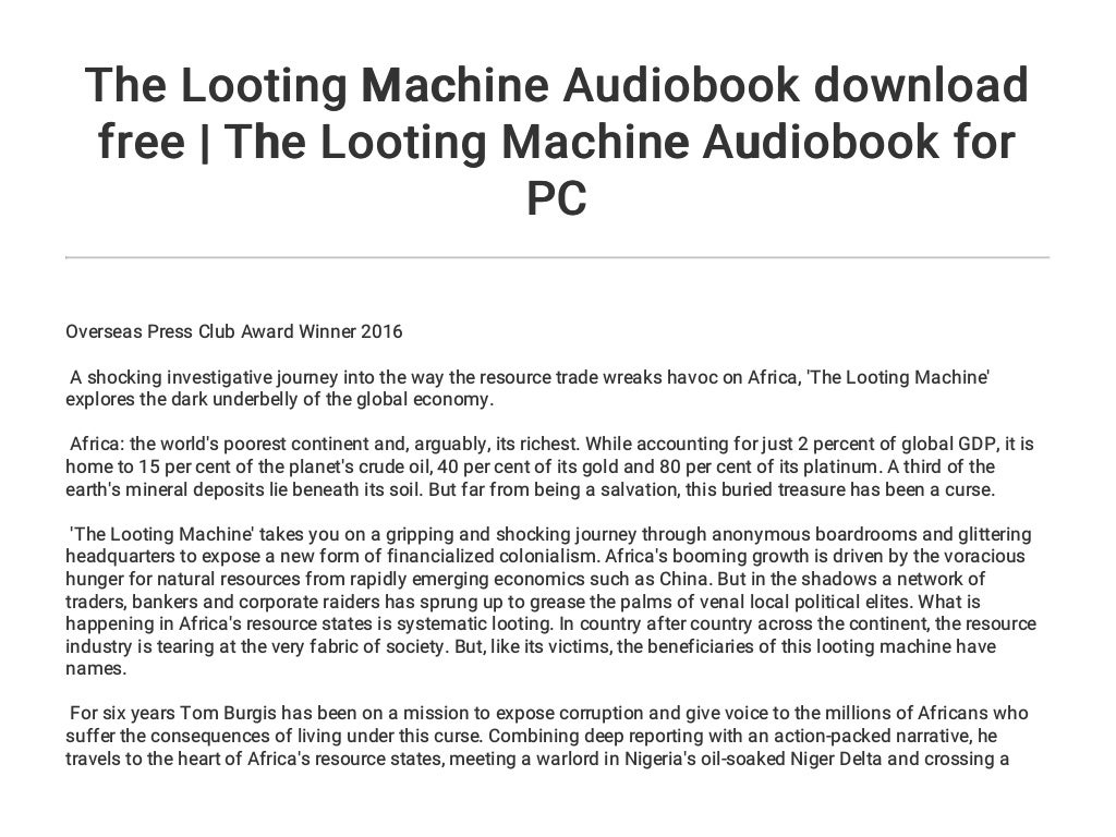 the looting machine book