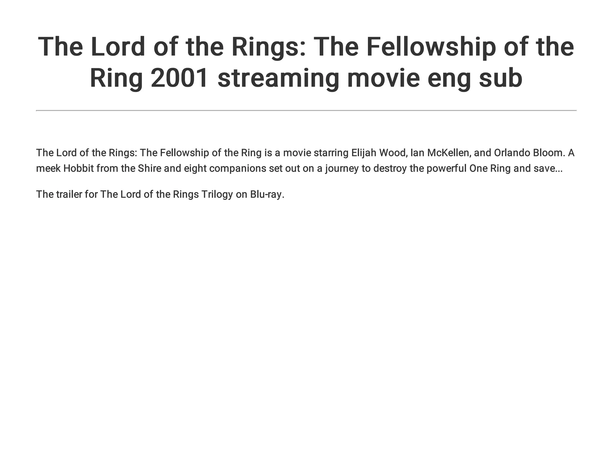 The Lord of the Rings: The Fellowship of the Ring 2001 streaming movie