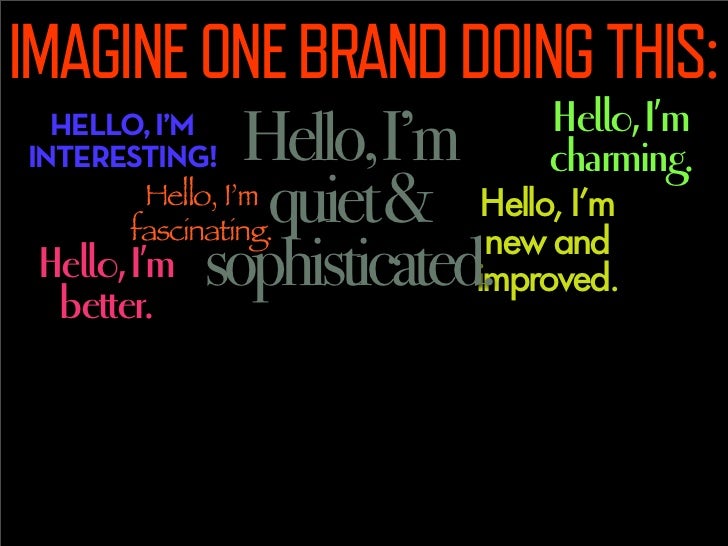 IMAGINE ONE BRAND DOING THIS:
                                Hello, I’m
  HELLO, I’M
INTERESTING!    Hello,I’m       char...