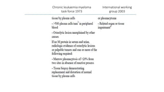 Chronic leukaemia myeloma
task force 1973
International working
group 2003
 
