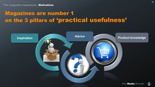 The Media Brands
16
Inspiration
Advice Product knowledge
Magazines are number 1
on the 3 pillars of ‘practical usefulness’
The magazine experience Motivations
 