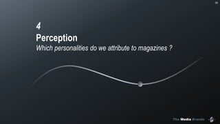 The Media Brands
50
4
Perception
Which personalities do we attribute to magazines ?
 