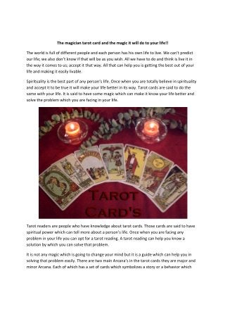 The magician tarot card and the magic it will do to your life