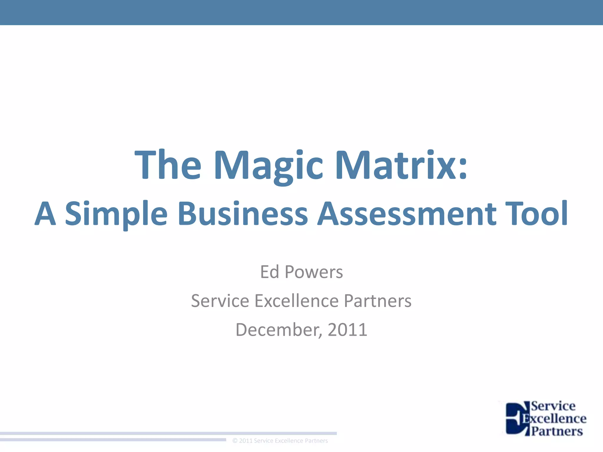 The Magic Matrix: A Simple Business Assessment Tool | PPT