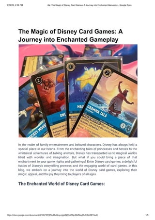 The Magic of Disney Card Games-A Journey into Enchanted Gameplay