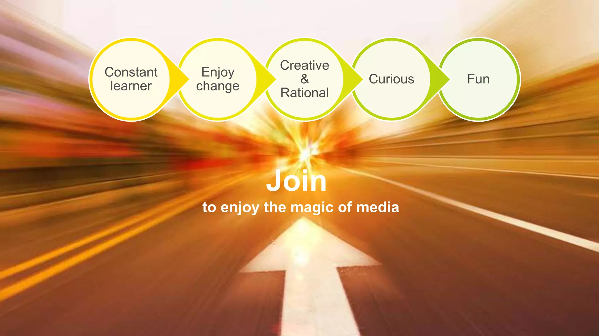FunCurious
Creative
&
Rational
Enjoy
change
Constant
learner
Join
to enjoy the magic of media
 