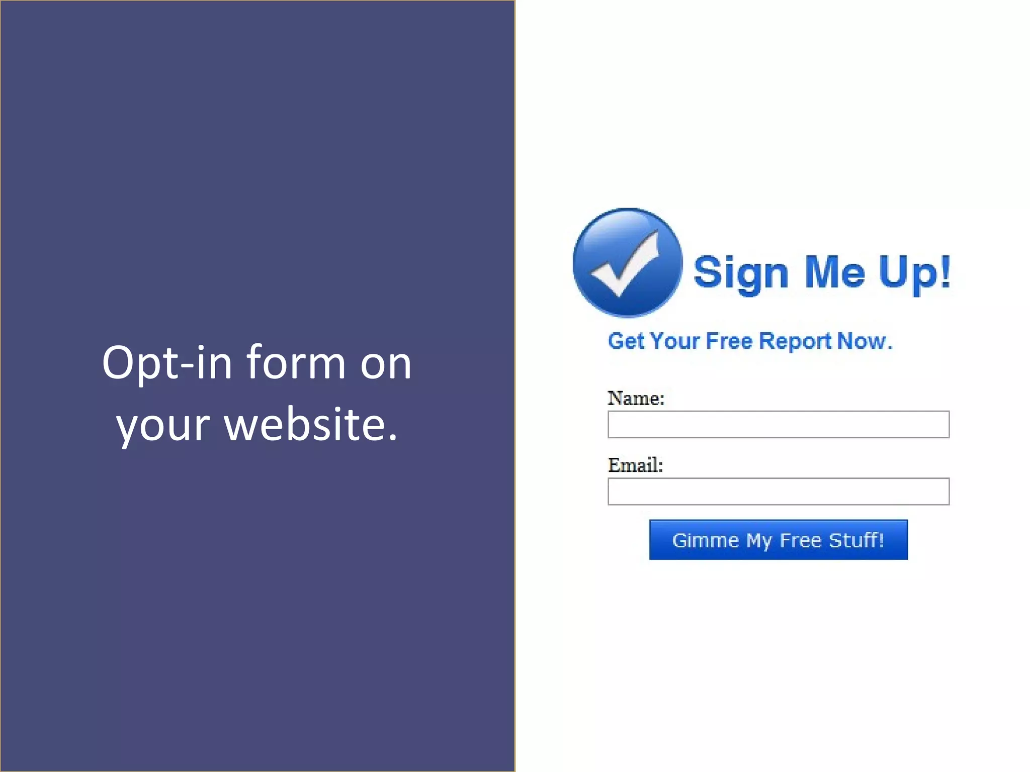 Opt-in form on
your website.
 