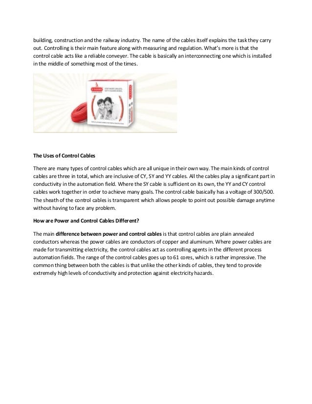 The Main Differences between Power and Control Cables A Primer