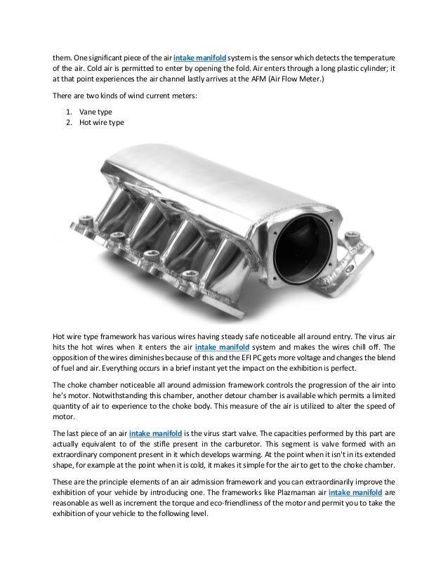 The main parts and functions of an air intake manifold system