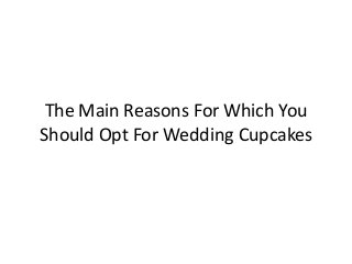 The Main Reasons For Which You
Should Opt For Wedding Cupcakes
 